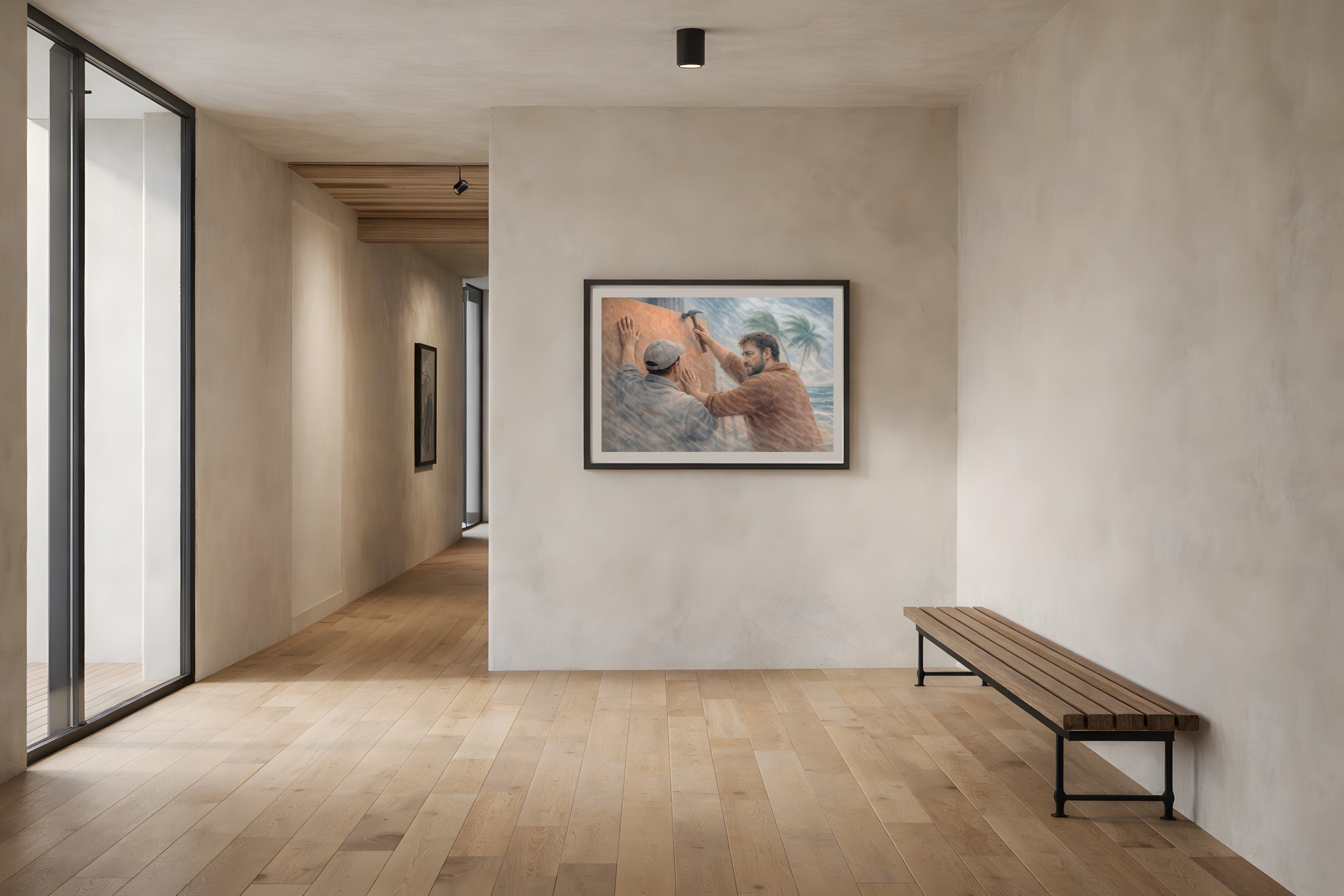 Hurricane fine art print framed in a modern hallway — civic wall art from The Democracy Collection